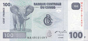 Congo Democratic Republic, 100 Franc, P92New