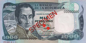 Colombia, 1,000 Peso Oro, P424s