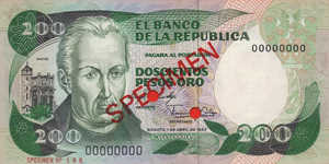 Colombia, 200 Peso Oro, P428s