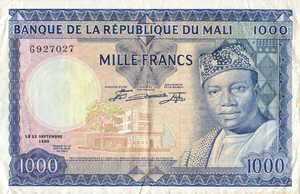 Mali, 1,000 Franc, P9a, BRM B9as