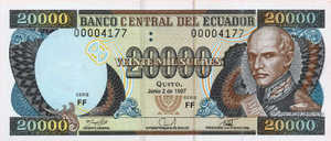 Ecuador, 20,000 Sucre, P129br