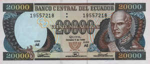 Ecuador, 20,000 Sucre, P129f