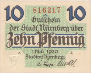 Germany, 10 Pfennig, N58.2a