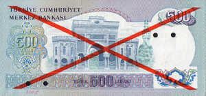 Turkey, 500 Lira, P190s Sign.1