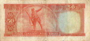 Turkey, 50 Lira, P163a