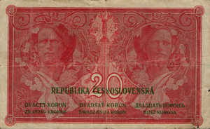 Czechoslovakia, 20 Koruna, P9a