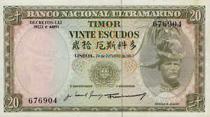 Timor, 20 Escudo, P26a Sign.1 v1