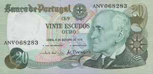 Portugal, 20 Escudo, P176b Sign.2