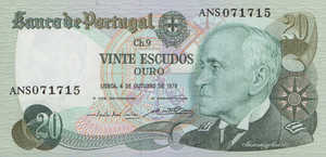 Portugal, 20 Escudo, P176b Sign.3