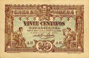 Portugal, 20 Centavo, P100