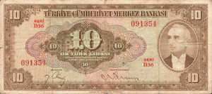 Turkey, 10 Lira, P148, Lot 34195