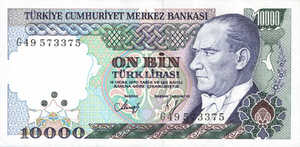 Turkey, 10,000 Lira, P199 Sign.1