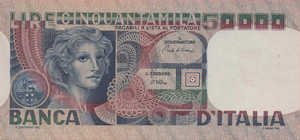 Italy, 50,000 Lira, P107c