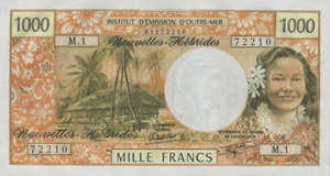 New Hebrides, 1,000 Franc, P20a