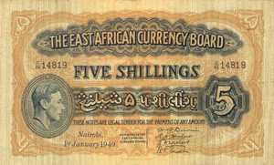 East Africa, 5 Shilling, P28b v3, B217h