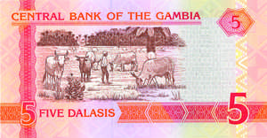 Gambia, 5 Dalasi, P25New, B222c