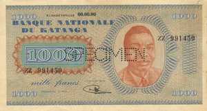 Katanga, 1,000 Franc, P10s