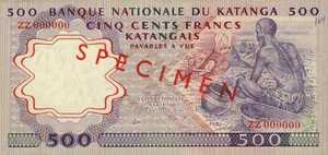 Katanga, 500 Franc, P13s