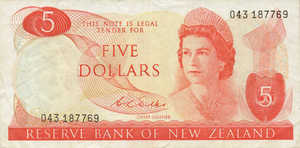 New Zealand, 5 Dollar, P165b