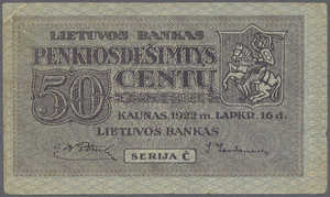 Lithuania, 50 Centu, P12a