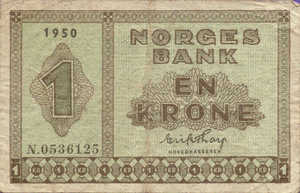 Norway, 1 Krone, P15b