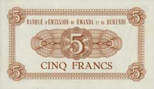 Rwanda - Burundi, 5 Franc, P1a