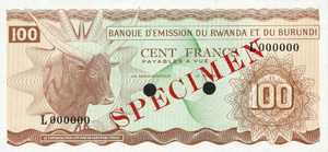 Rwanda - Burundi, 100 Franc, P5ct, BERB B5t