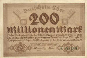 Germany, 200,000,000 Mark, 580c
