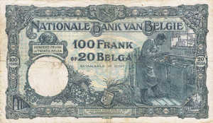 Belgium, 100 Franc, P102