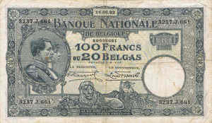 Belgium, 100 Franc, P102