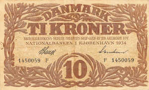 Denmark, 10 Krone, P26i Sign.2