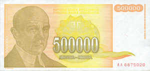 Yugoslavia, 500,000 Dinar, P143a