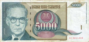 Yugoslavia, 5,000 Dinar, P115