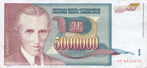 Yugoslavia, 5,000,000 Dinar, P121