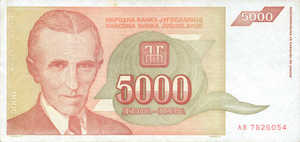 Yugoslavia, 5,000 Dinar, P128