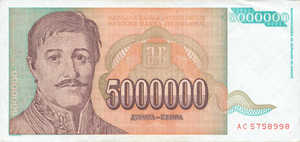 Yugoslavia, 5,000,000 Dinar, P132