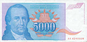Yugoslavia, 5,000 Dinar, P141a