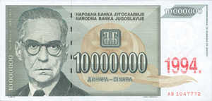 Yugoslavia, 10,000,000 Dinar, P144a
