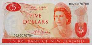 New Zealand, 5 Dollar, P165br