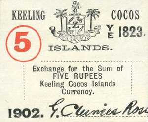 Keeling and Cocos Islands, 5 Rupee, S128