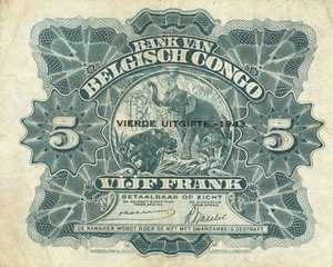 Belgian Congo, 5 Franc, P13Ab