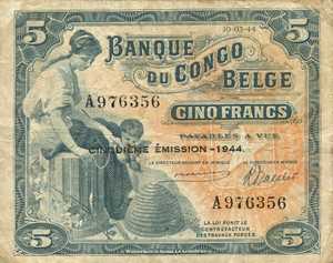 Belgian Congo, 5 Franc, P13Ac