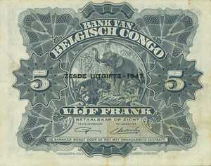 Belgian Congo, 5 Franc, P13Ad