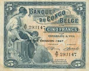 Belgian Congo, 5 Franc, P13Ad