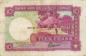 Belgian Congo, 10 Franc, P14C
