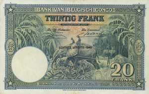 Belgian Congo, 20 Franc, P15G
