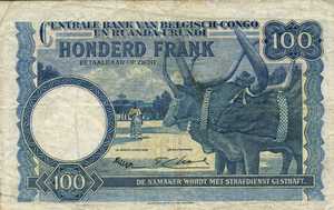 Belgian Congo, 100 Franc, P25a