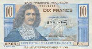 Saint Pierre and Miquelon, 10 Franc, P23