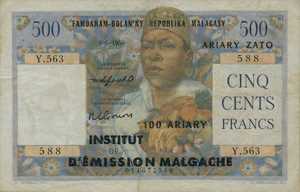 Madagascar, 100/500 Ariary/Franc, P53