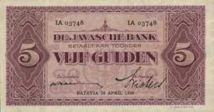 Netherlands Indies, 5 Gulden, P69c